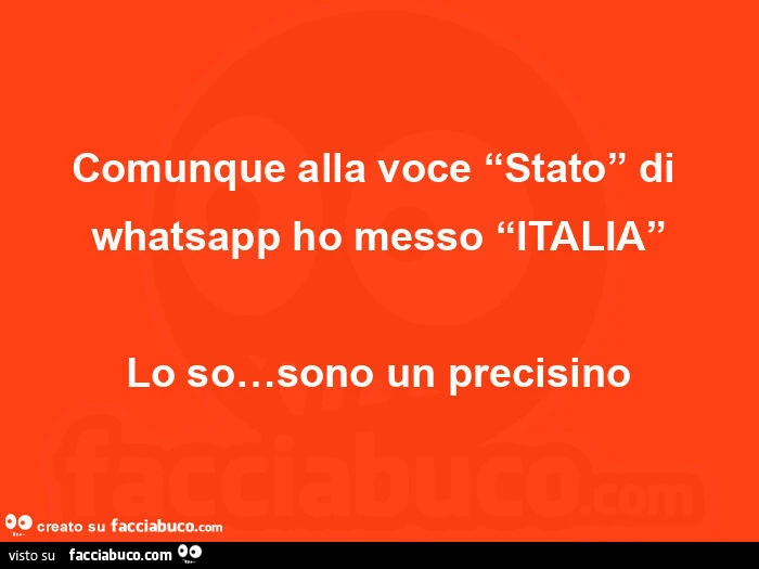 Comunque alla voce “stato” di whatsapp ho messo “italia” lo so&hellip; sono un precisino
