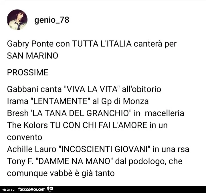 Gabry ponte con tutta l'italia canterà per san marino