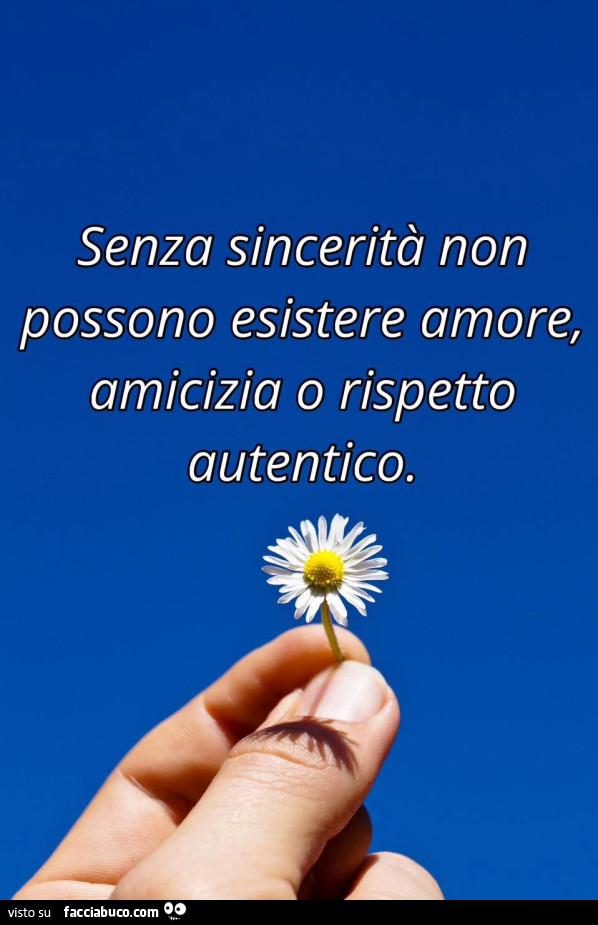 Senza sincerità non possono esistere amore, amicizia o rispetto autentico