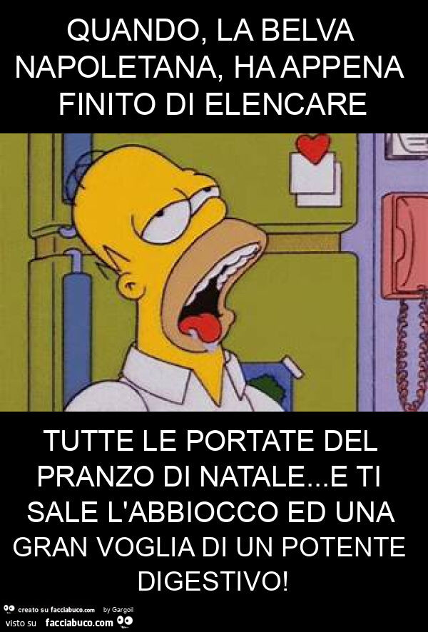 Quando, la belva napoletana, ha appena finito di elencare tutte le portate del pranzo di natale… e ti sale l'abbiocco ed una gran voglia di un potente digestivo