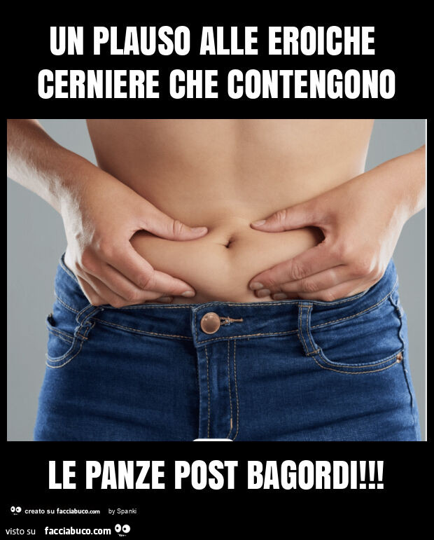 Un plauso alle eroiche cerniere che contengono le panze post bagordi