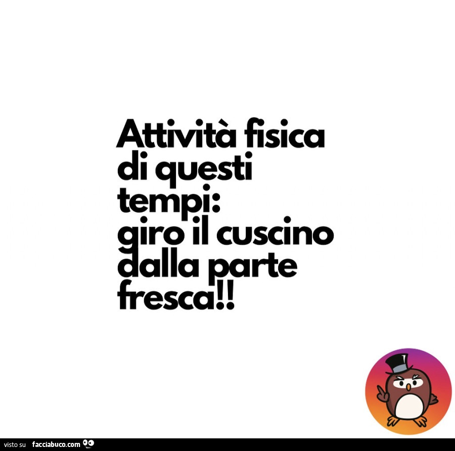 Attività fisica di questi tempi: giro il cuscino dalla parte fresca