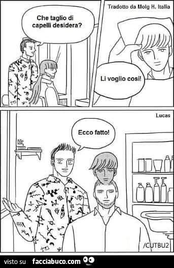 Che taglio di capelli desidera? Li voglio cosi! Ecco fatto