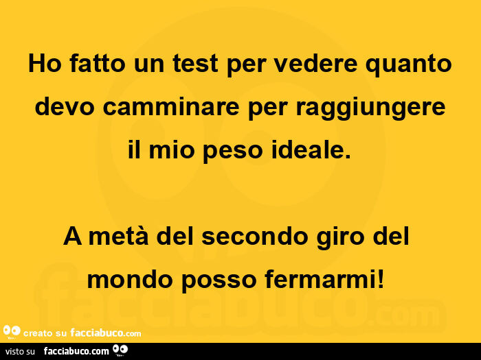 Ho fatto un test per vedere quanto devo camminare per raggiungere il mio peso ideale. A metà del secondo giro del mondo posso fermarmi