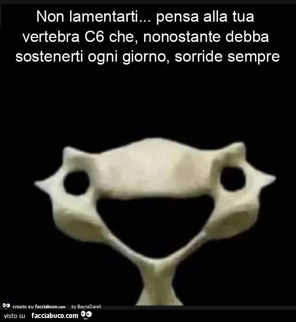Non lamentarti&hellip; pensa alla tua vertebra c6 che, nonostante debba sostenerti ogni giorno, sorride sempre