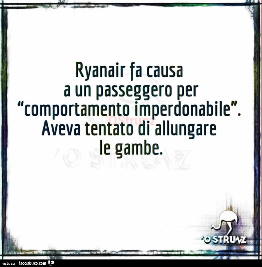 Ryanair fa causa a un passeggero per comportamento imperdonabile. Aveva tentato di allungare le gambe