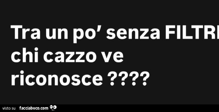 Tra un po' senza filtri chi cazzo ve riconosce?