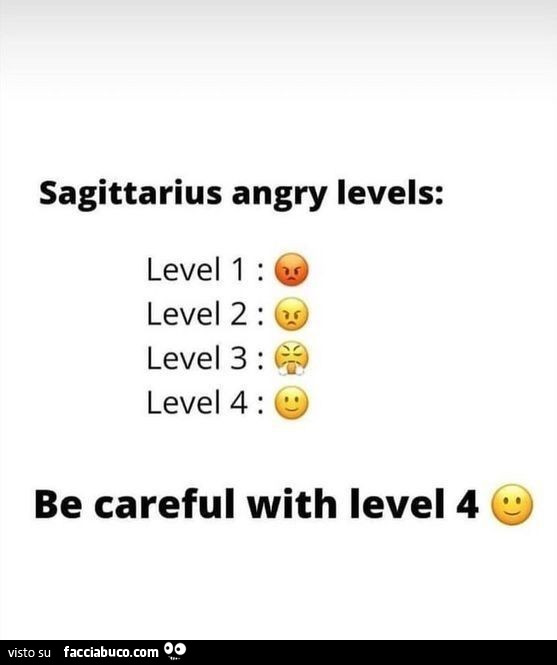 Sagittarius angry levels: level 1: level 2: level 3: level 4: be careful with level 4
