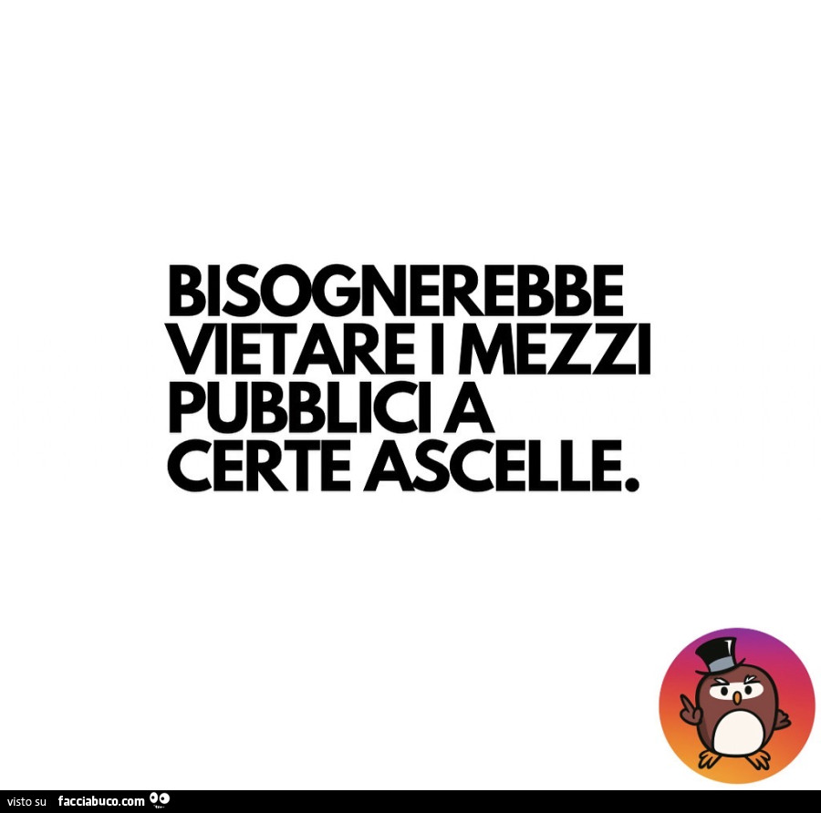 Bisognerebbe vietare i mezzi pubblici a certe ascelle