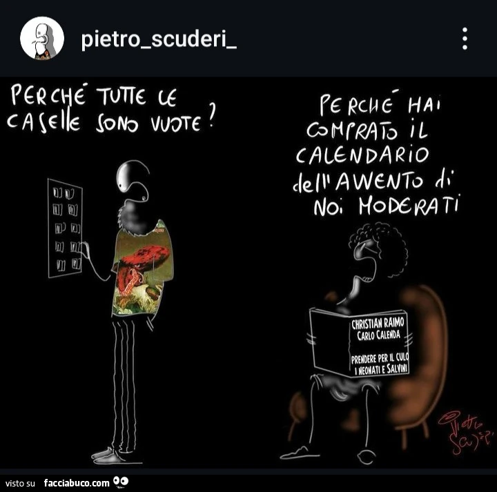 Perchè tutte le caselle sono vuote? Perchè hai comprato il calendario dell'avvento di noi moderati