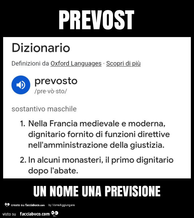 Prevost un nome una previsione