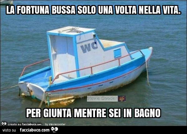 La fortuna bussa solo una volta nella vita. Per giunta mentre sei in bagno