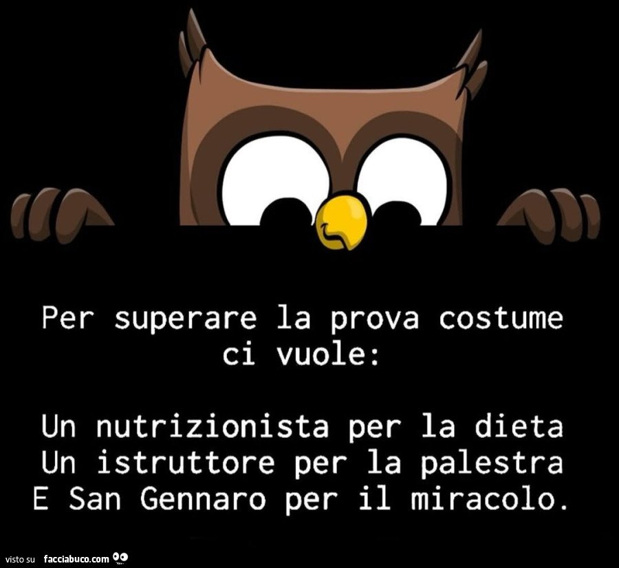 Per superare la prova costume ci vuole: un nutrizionista per la dieta un istruttore per la palestra e san gennaro per il miracolo