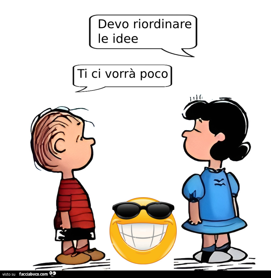 Devo riordinare le idee. Ti ci vorrà poco