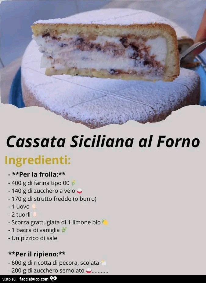 Fatevi a casa una cassata al forno