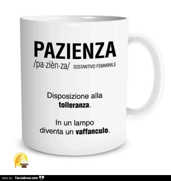 Pazienza. Disposizione alla tolleranza. In un lampo diventa un vaffanculo