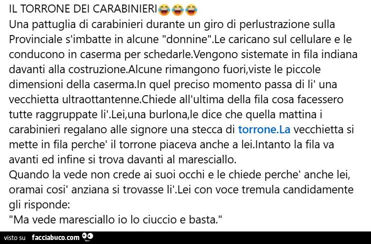 Il torrone dei carabinieri
