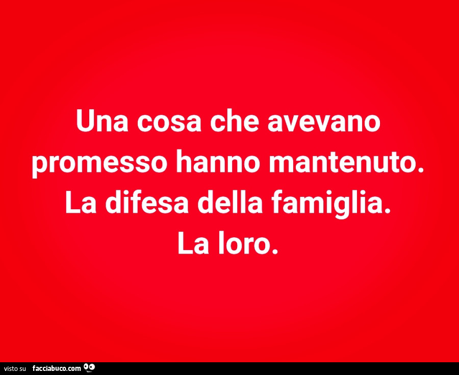 Una cosa che avevano promesso hanno mantenuto. La difesa della famiglia. La loro