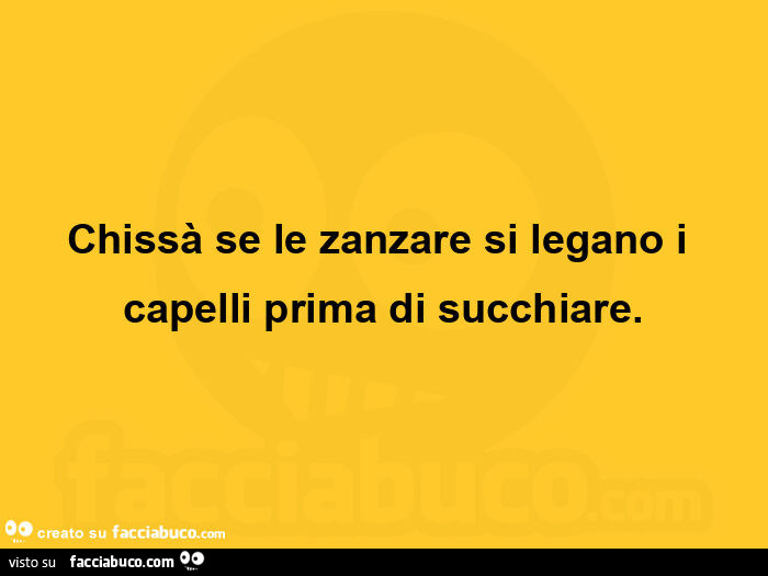 Chissà se le zanzare si legano i capelli prima di succhiare