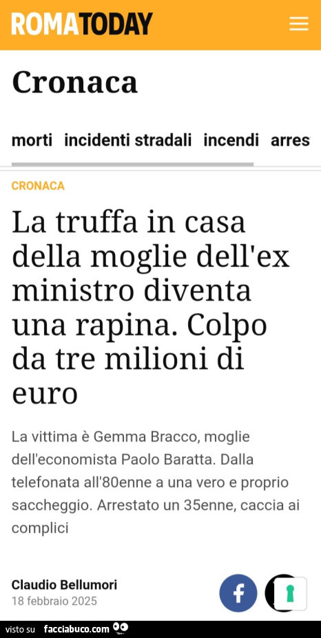 La truffa in casa della moglie dell'ex ministro diventa una rapina. Colpo da tre milioni di euro