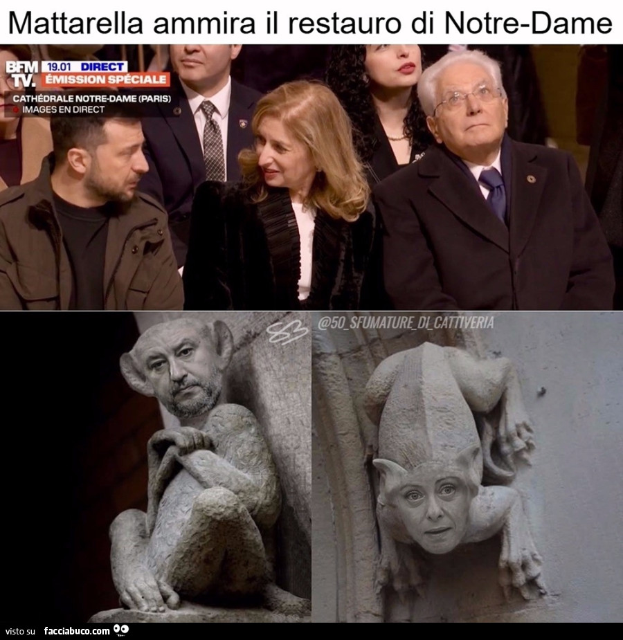 Mattarella ammira il restauro di Notre-Dame