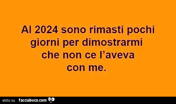 Al 2024 sono rimasti pochi giorni per dimostrarmi che non ce l'aveva con me