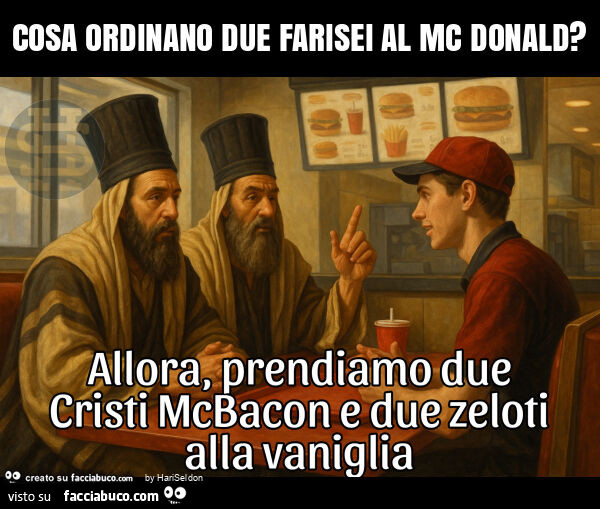 Cosa ordinano due farisei al mc donald?