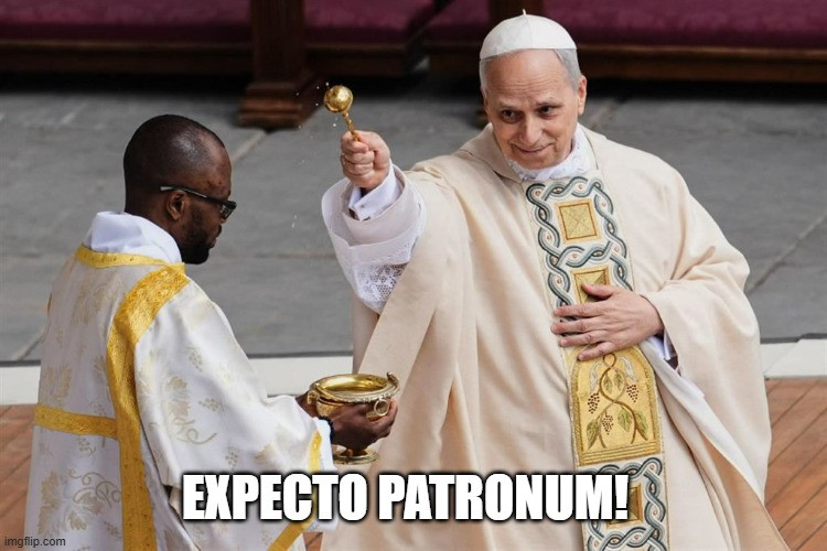 Il papa esegue una magia con la sua bacchetta magica