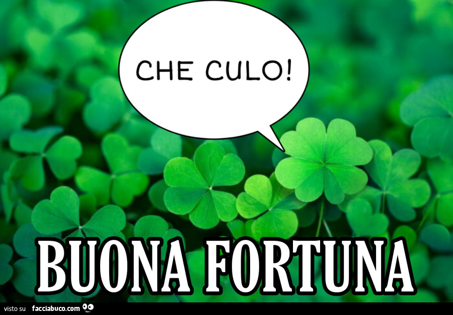 Che culo. Buona fortuna