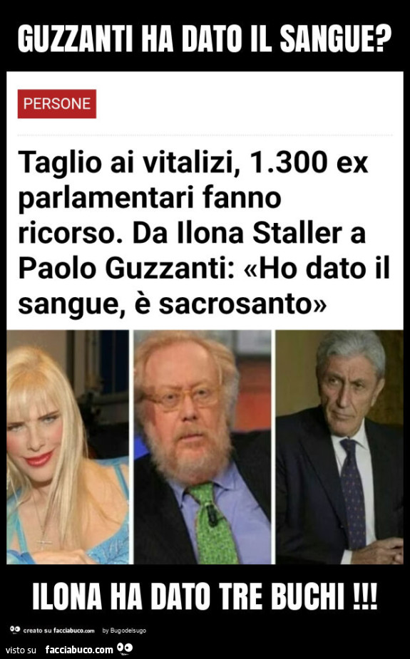 Guzzanti ha dato il sangue? Ilona ha dato tre buchi