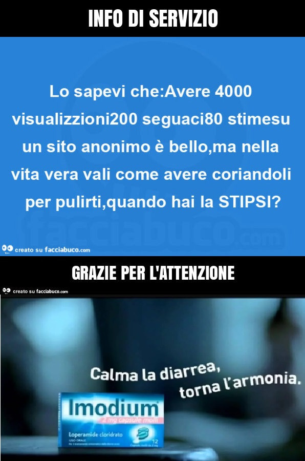 Info di servizio grazie per l'attenzione