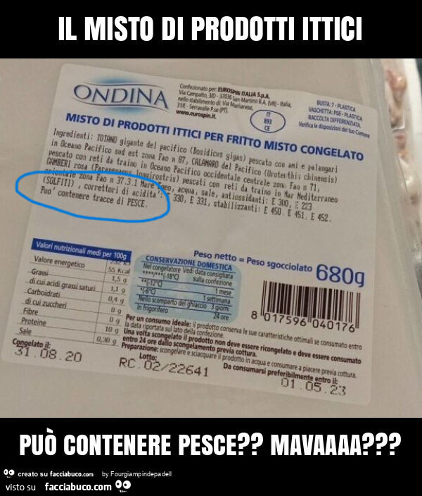 Il misto di prodotti ittici può contenere pesce? Mavaaaa?