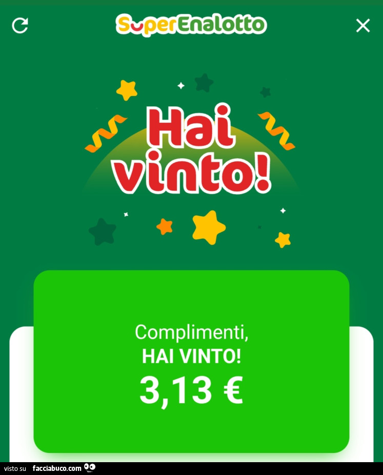 Superenalotto hai vinto 3,13€