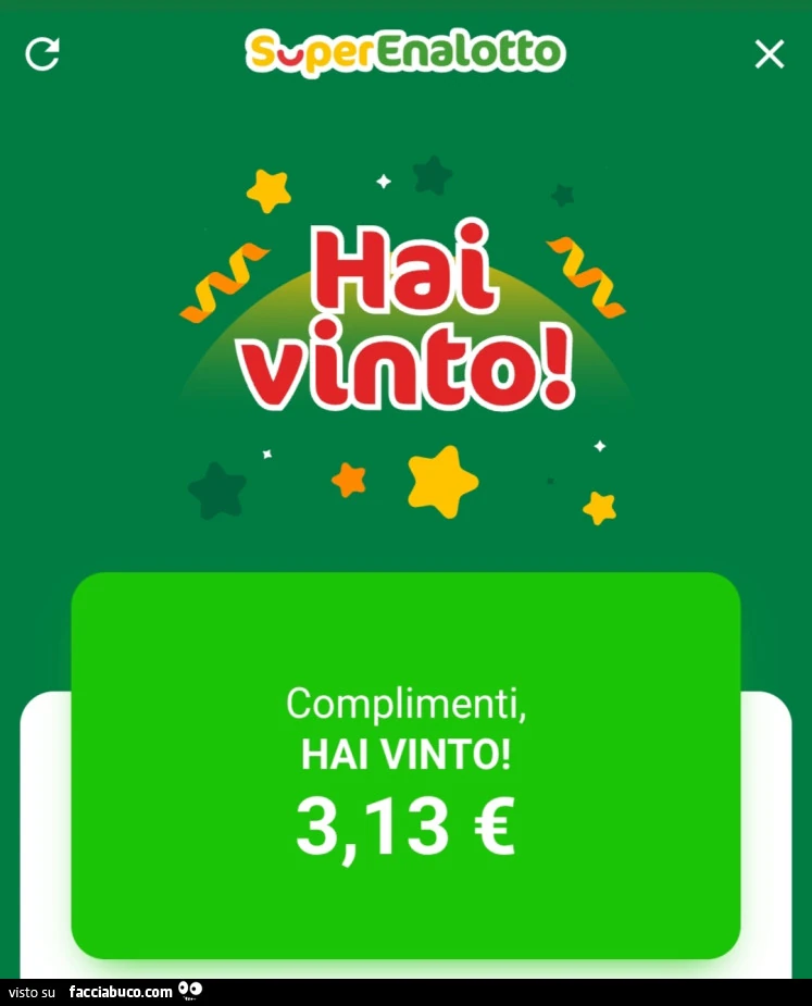 Superenalotto hai vinto 3,13โฌ