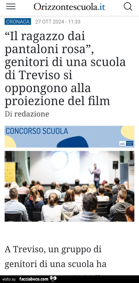 Il ragazzo dai pantaloni rosa, genitori di una scuola di treviso si oppongono alla proiezione del film