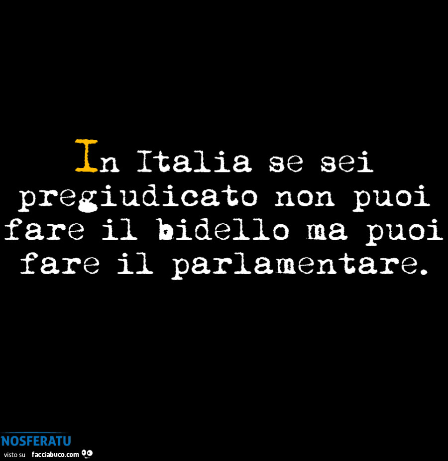 In Italia se sei pregiudicato non puoi fare il bidello ma puoi fare il parlamentare