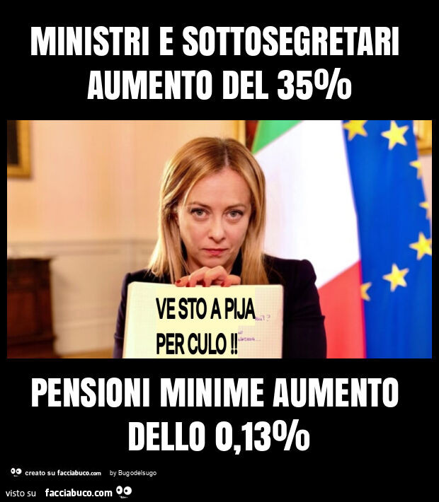 Ministri e sottosegretari aumento del 35% pensioni minime aumento dello 0,13