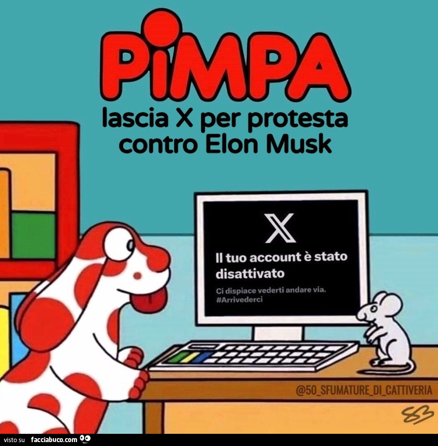 Pimpa lascia X per protesta contro Elon Musk