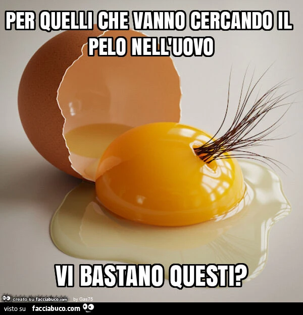 Per quelli che vanno cercando il pelo nell'uovo vi bastano questi?