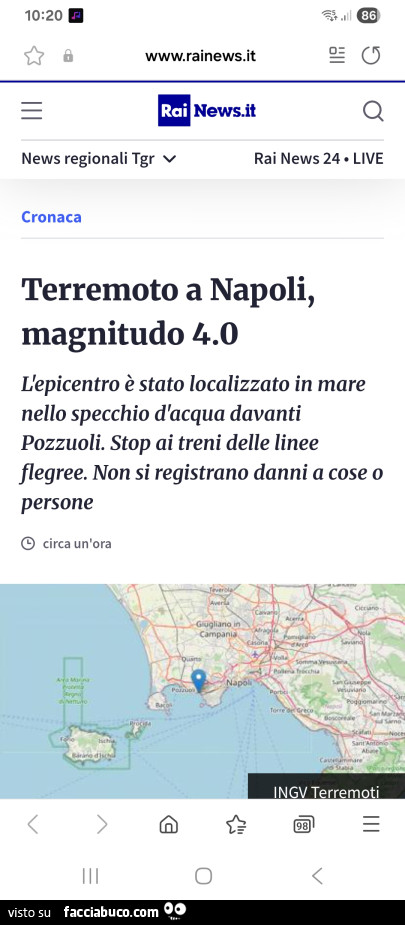 Terremoto a napoli, magnitudo 4.0