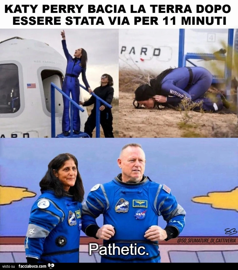 Katy Perry bacia la terra dopo essere stata via per 11 minuti