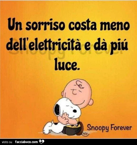 Un sorriso costa meno dell'elettricità e dà più luce. Snoopy