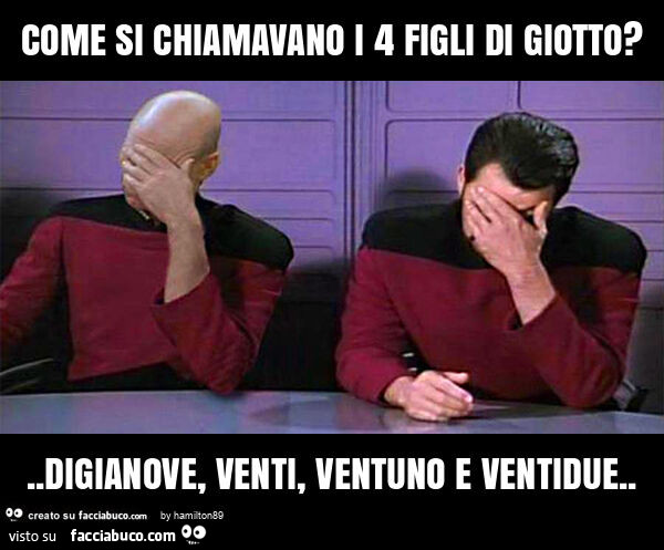 Come si chiamavano i 4 figli di giotto? . Digianove, venti, ventuno e ventidue