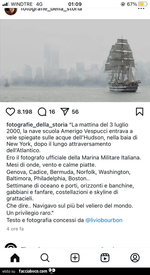 La mattina del 3 luglio 2000, la nave scuola amerigo vespucci entrava a vele spiegate sulle acque dell'hudson, nella baia di new york, dopo il lungo attraversamento dell'atlantico