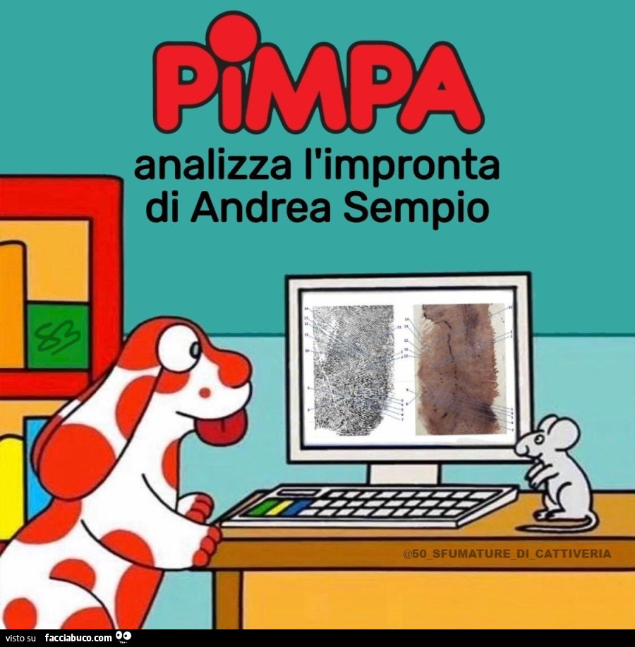 Pimpa analizza l'impronta di Andrea Sempio