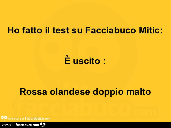 Ho fatto il test su facciabuco mitic: è uscito: rossa olandese doppio malto