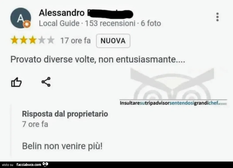 Provato diverse volte, non entusiasmante… belin non venire più