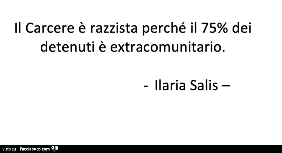 Il carcere è razzista perché il 75% dei detenuti è extracomunitario. Ilaria Salis
