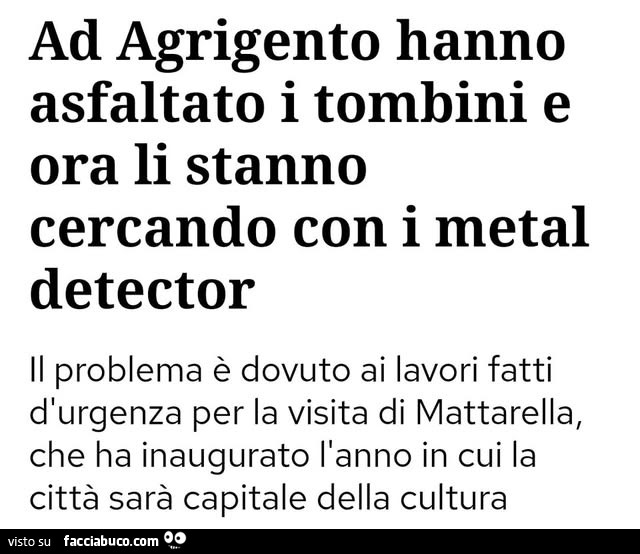 Ad agrigento hanno asfaltato i tombini e ora li stanno cercando con i metal detector