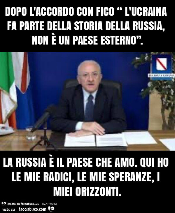 Dopo l'accordo con fico “ l'ucraina fa parte della storia della russia, non è un paese esterno”. La russia è il paese che amo. Qui ho le mie radici, le mie speranze, i miei orizzonti